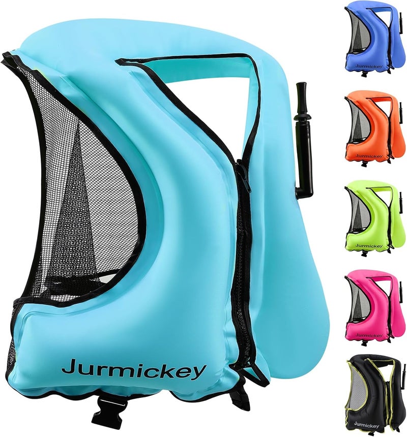 Jurmickey Snorkel Vest for Adults, Inflatable Snorkeling Vest for Men & Women, Portable Swim Jacket & Buoyancy Vest for Snorkeling, Swimming, Kayaking, Boating - Image 1
